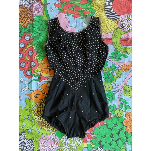 vintage 1940s Black SILVER SEQUIN Majorette COSTUME xs showgirl circus playsuit - Picture 3 of 10